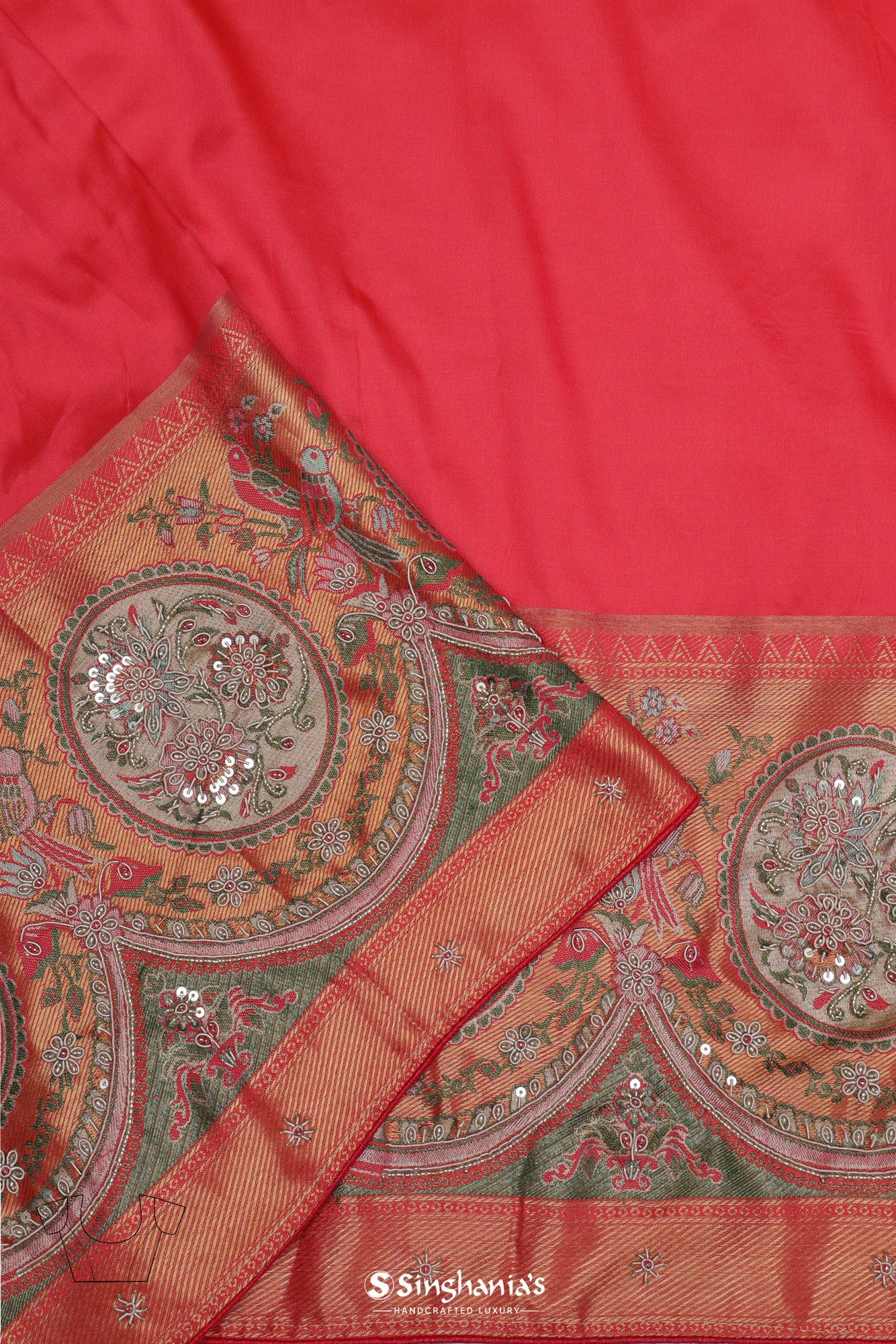 Earthy Yellow Kanjivaram Silk Saree With Hand Embroidery
