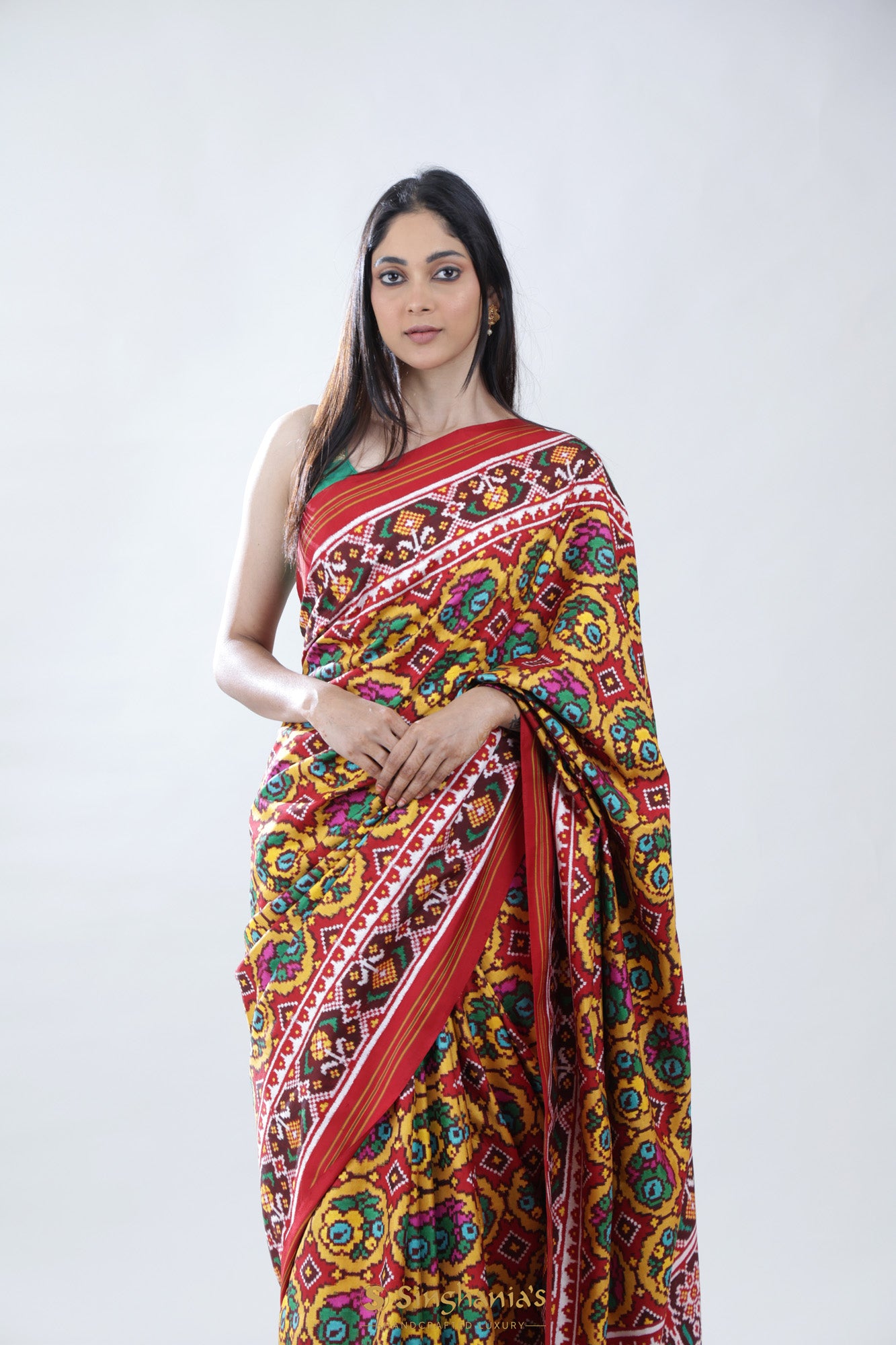 Bright Red Patan Patola Silk Saree