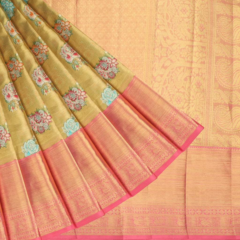 Old Gold Yellow Tissue Kanjivaram Silk Saree