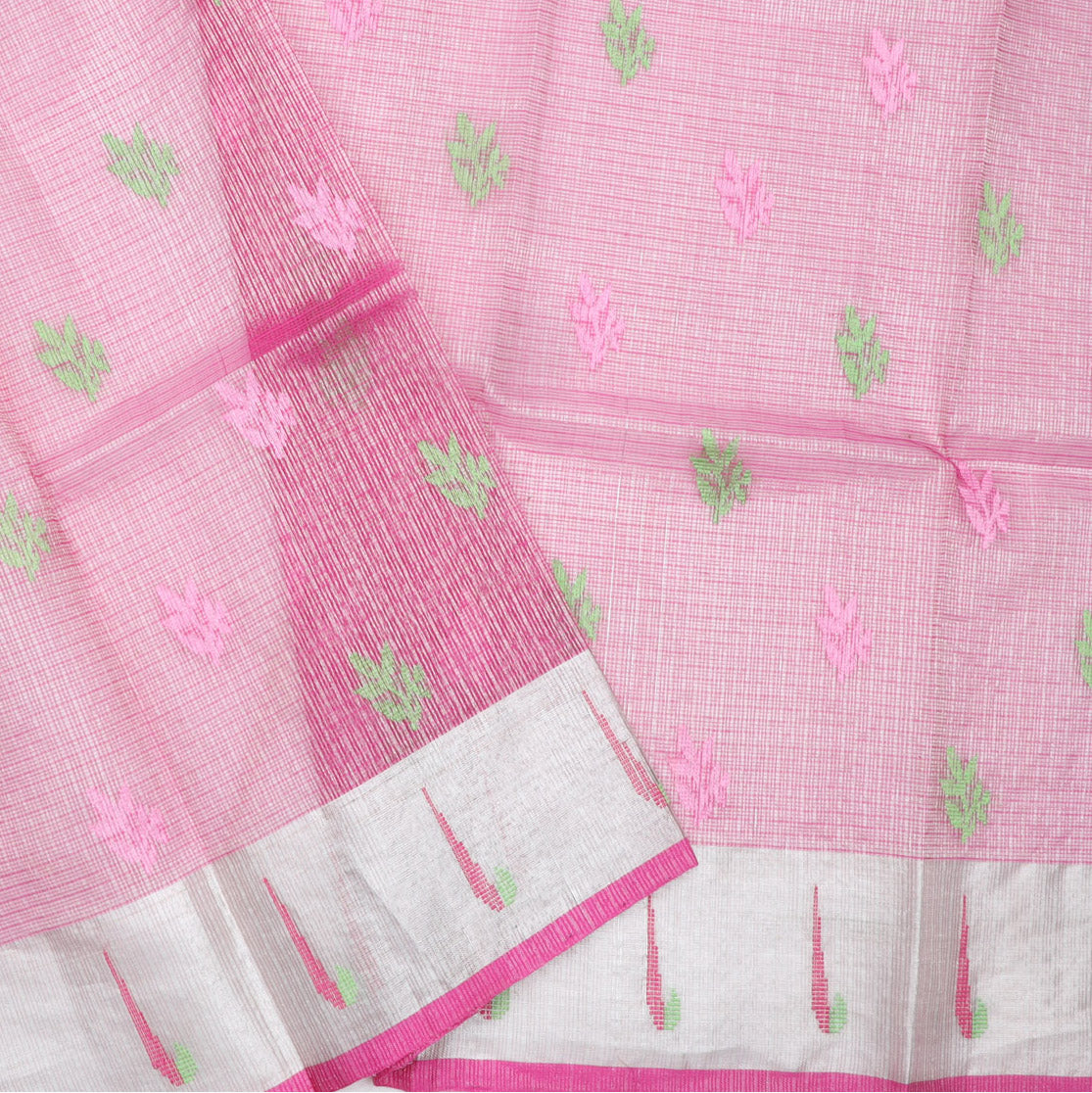 green and pink paithani saree