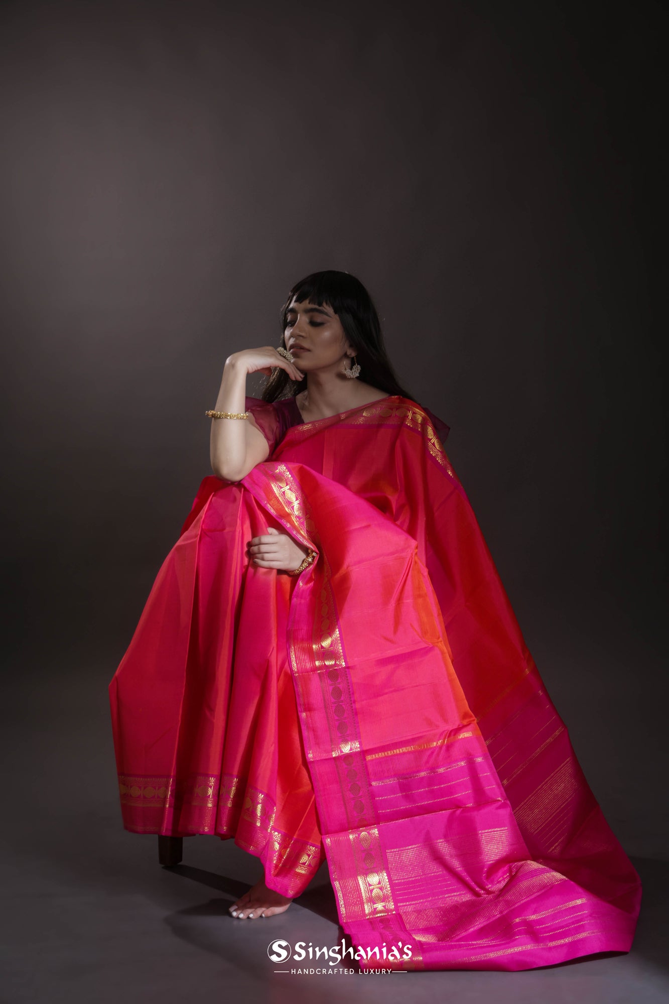 Amaranth Pink Kanjivaram Silk Saree