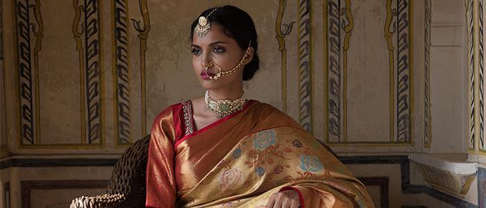 Golden bride saree for wedding
