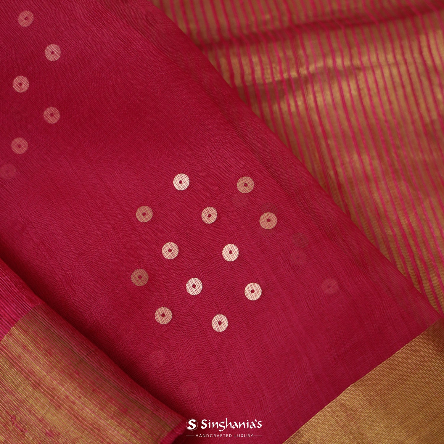 Debian Red Pink Matka Saree With Sequin Embroidery