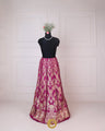 Mulberry Purple Unstitched Lehenga With Floral Zari Weaving