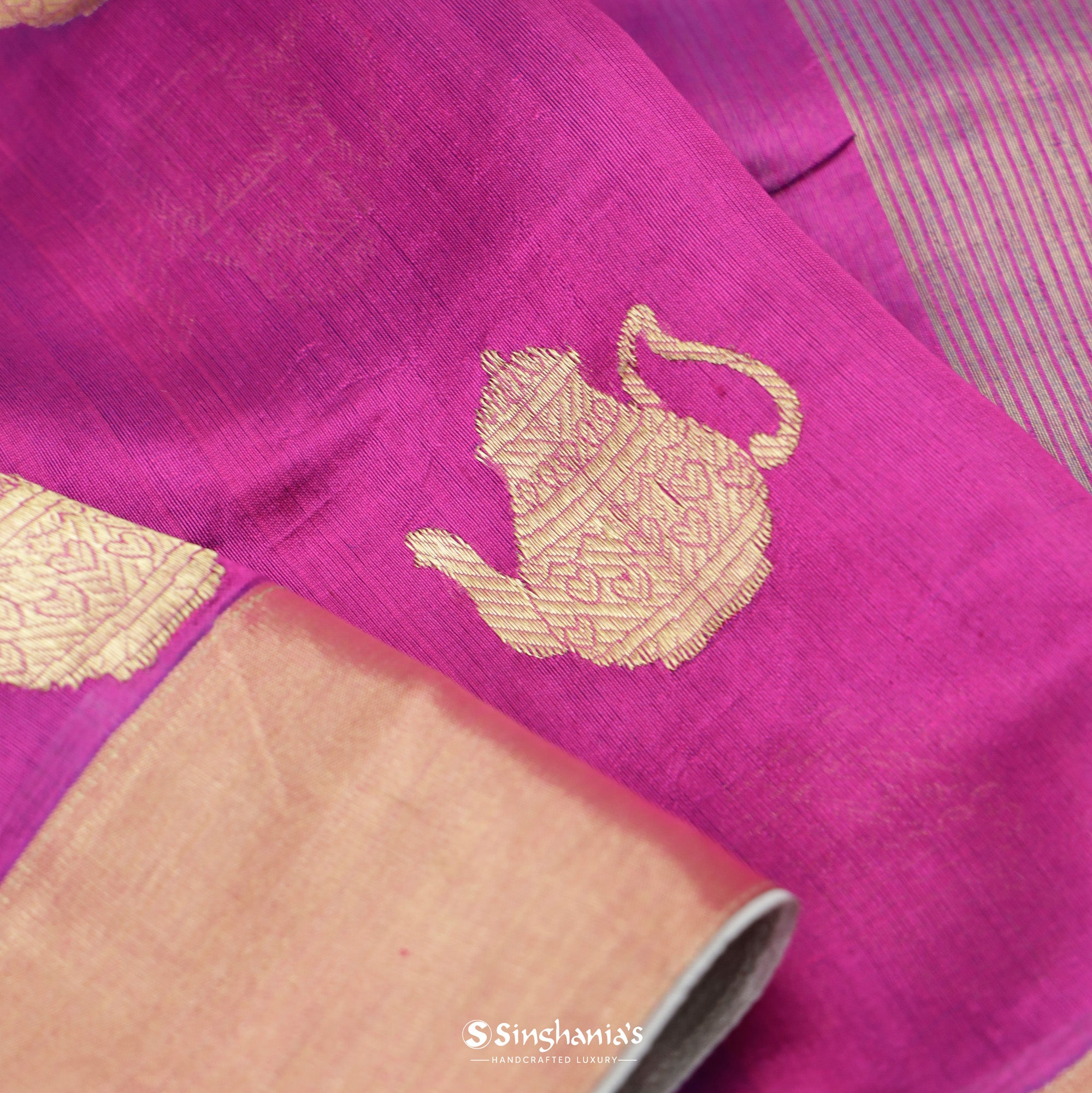 Rosy Pink Silk Saree With Jamdani Weaving