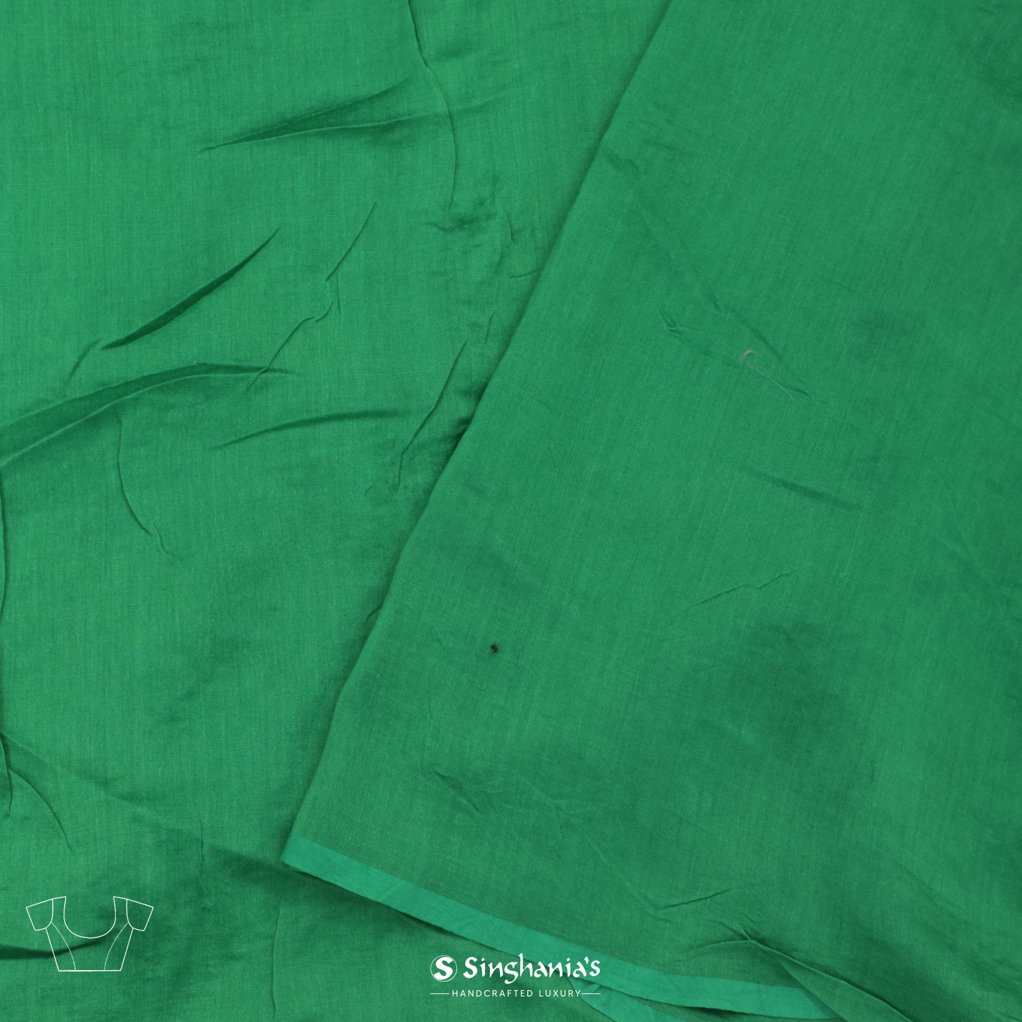 Emerald Green Chanderi Saree With Floral Embroidery