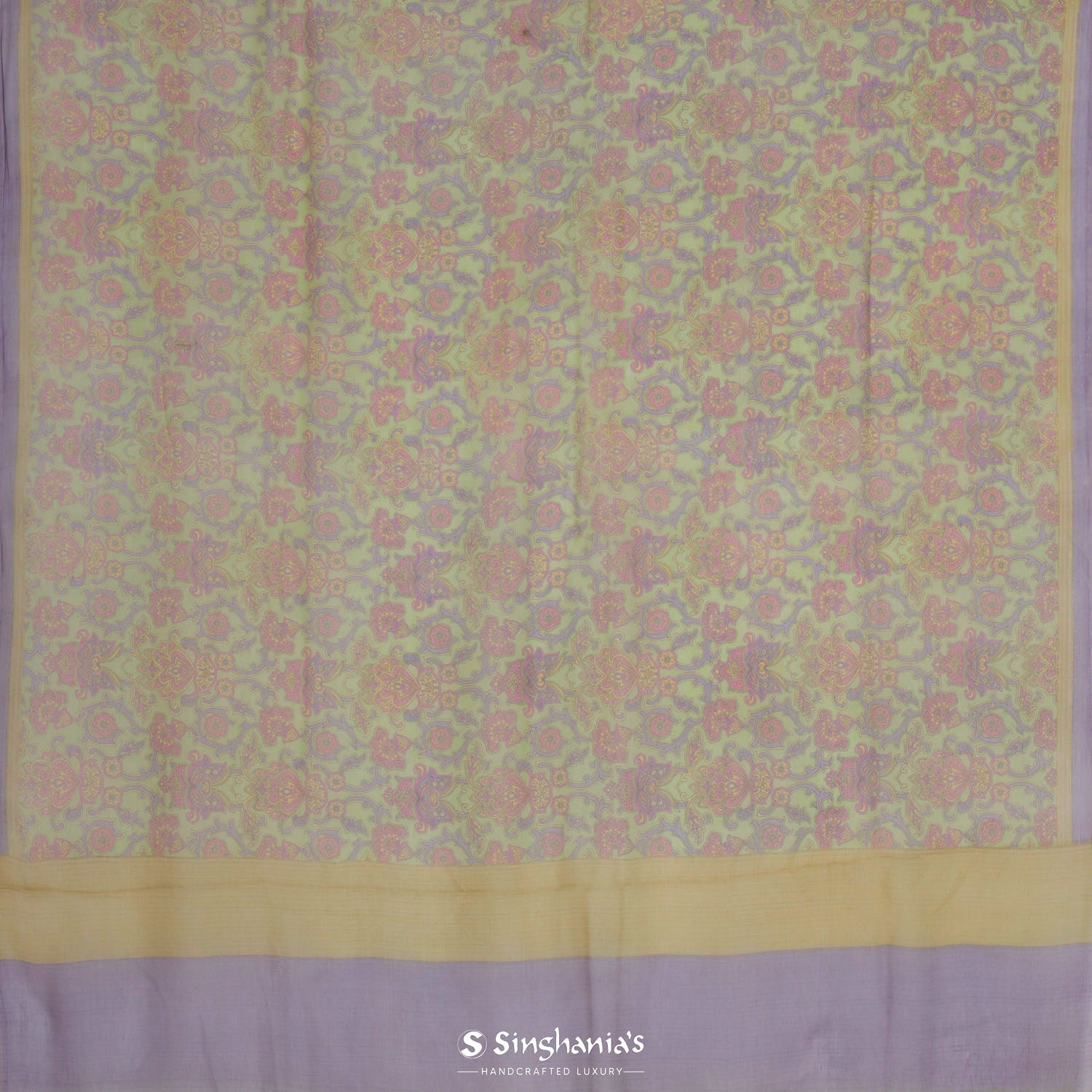 Medium Spring Bud Printed Chiffon Saree With Floral Pattern