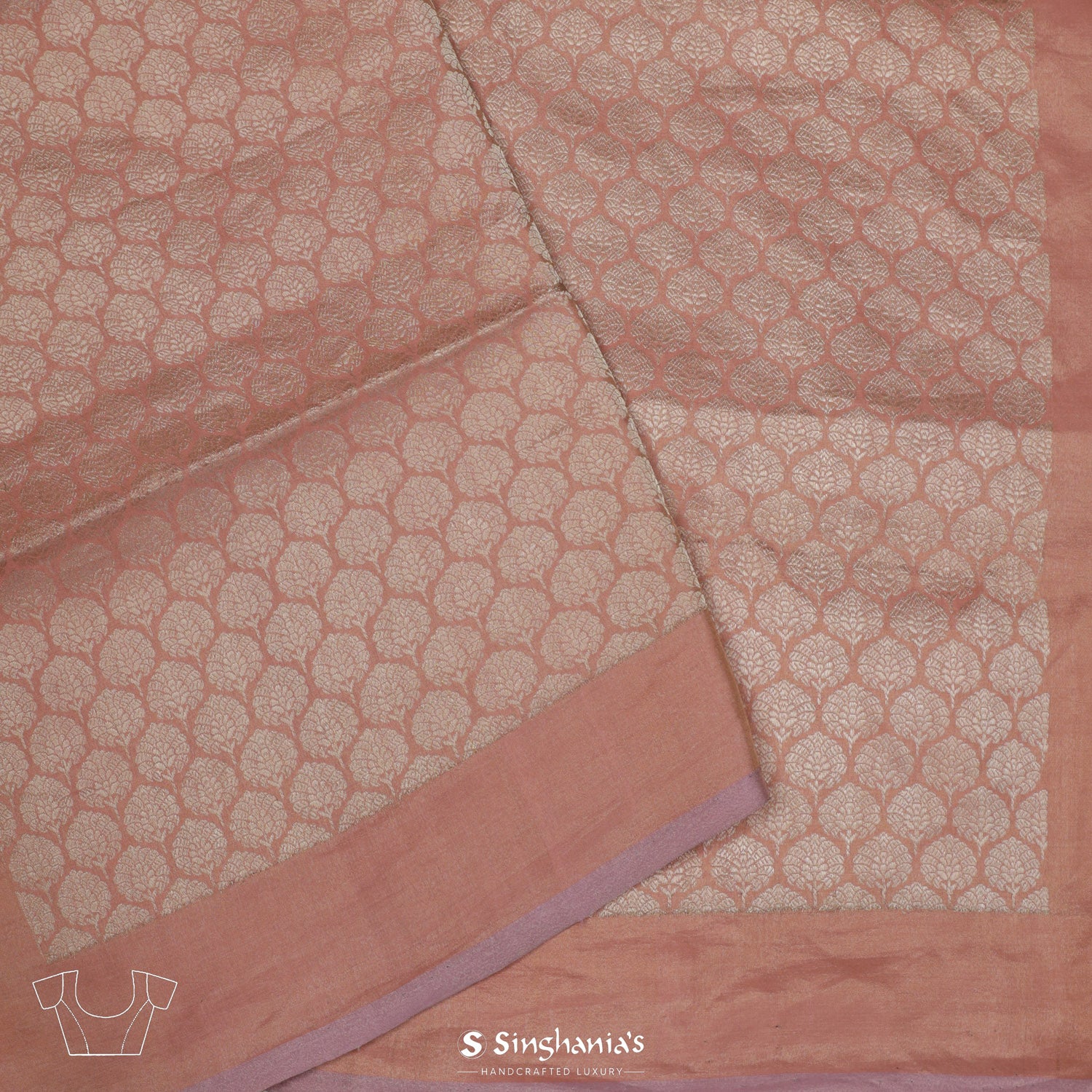 Pale Cream Purple Tissue Saree With Banarasi Weaving