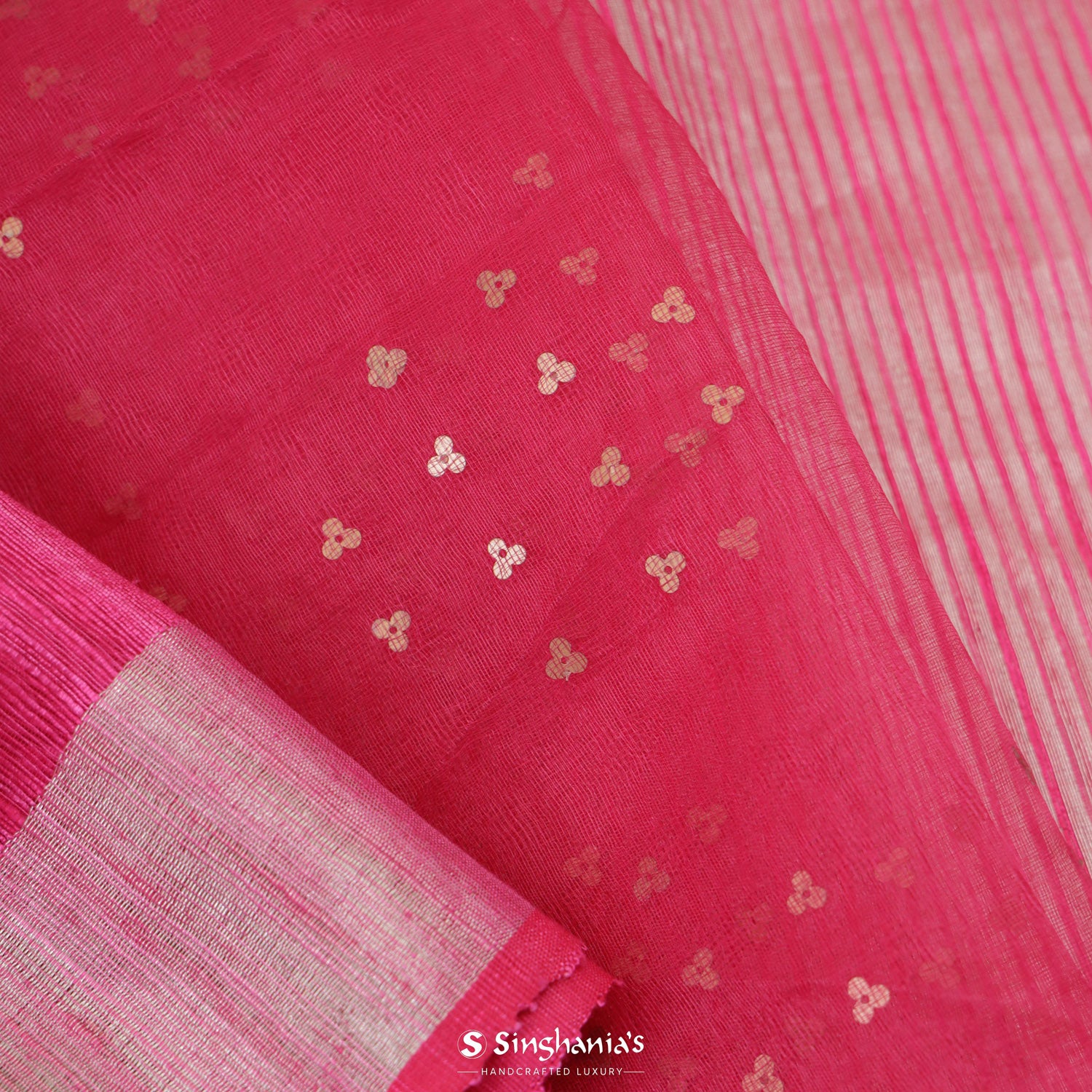 Blush Pink Matka Silk Saree With Sequin Butti