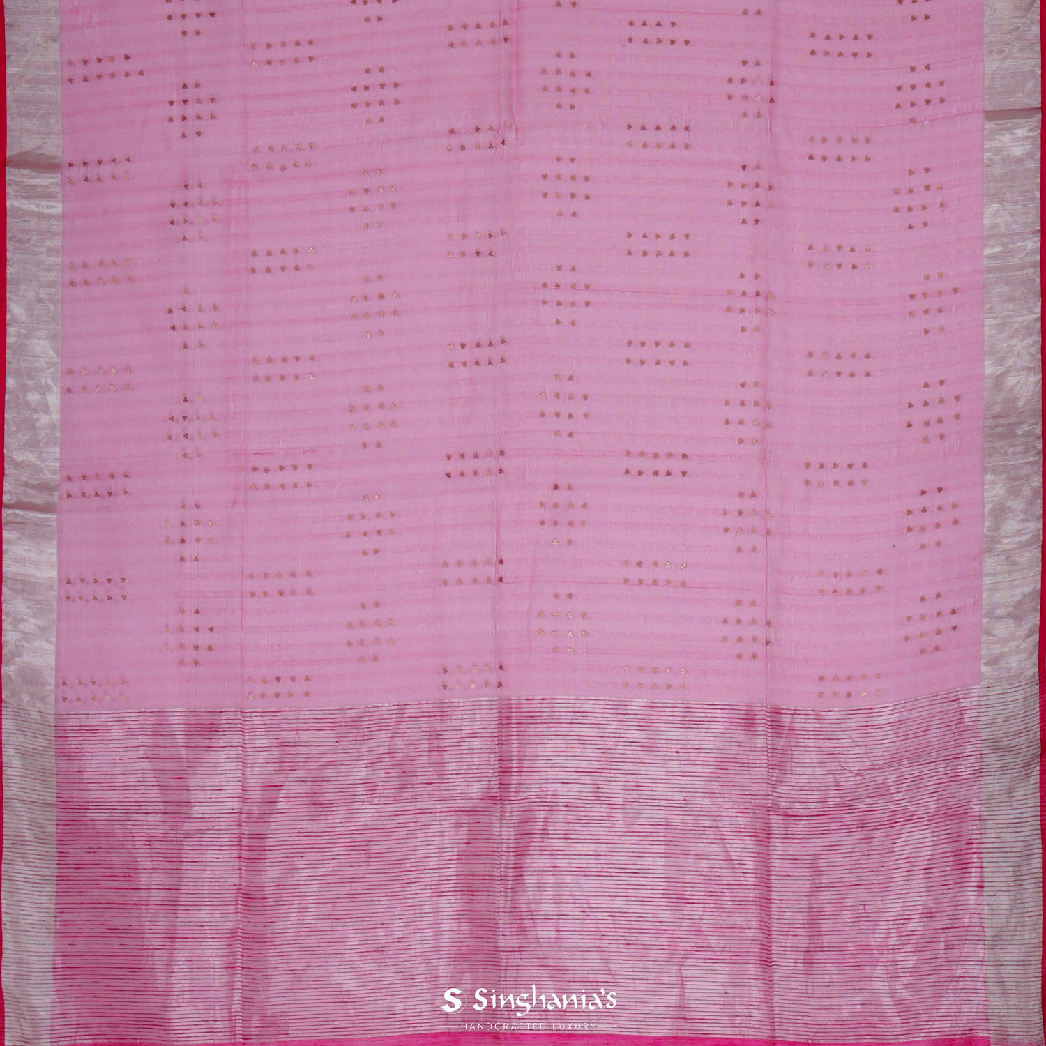 Blush Pink Matka Silk Saree With Sequin Butti