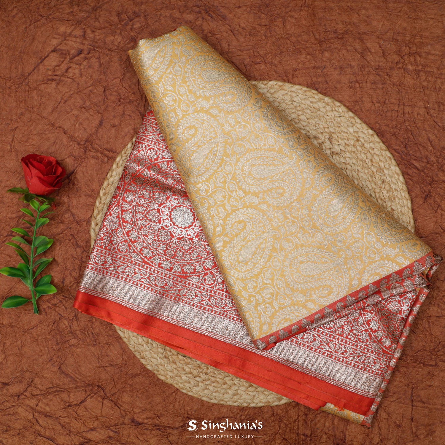 Mellow Yellow Silk Saree With Banarasi Weaving