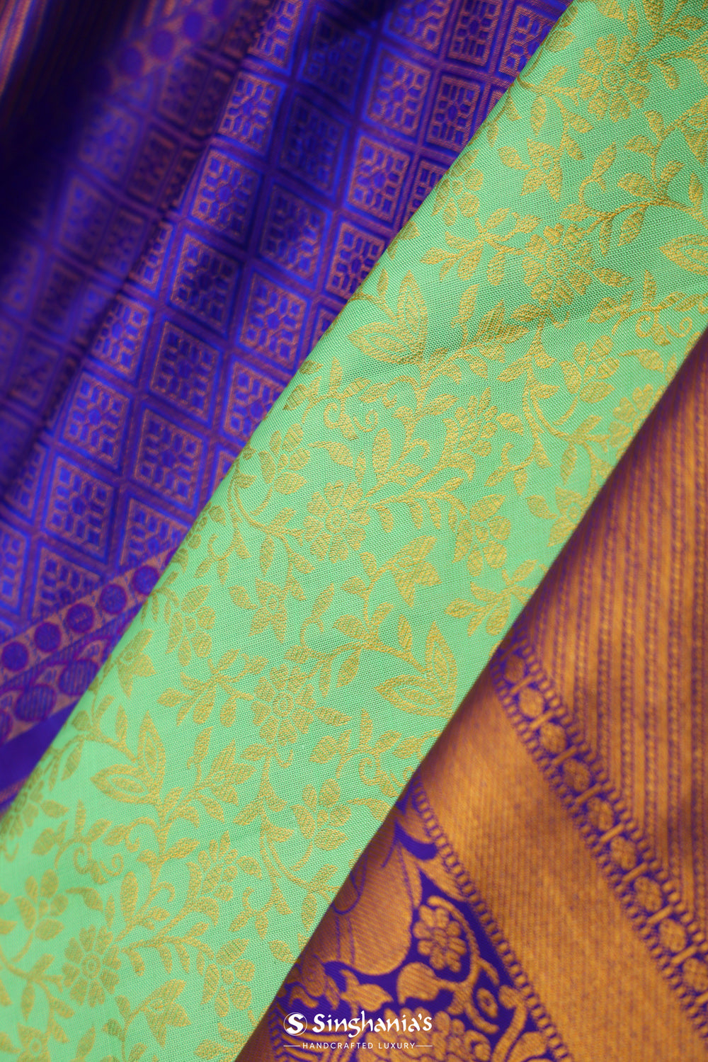 Mint Green Jaal Kanjivaram Silk Saree