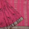 Dark Pink Cotton Saree With Printed Floral Pattern