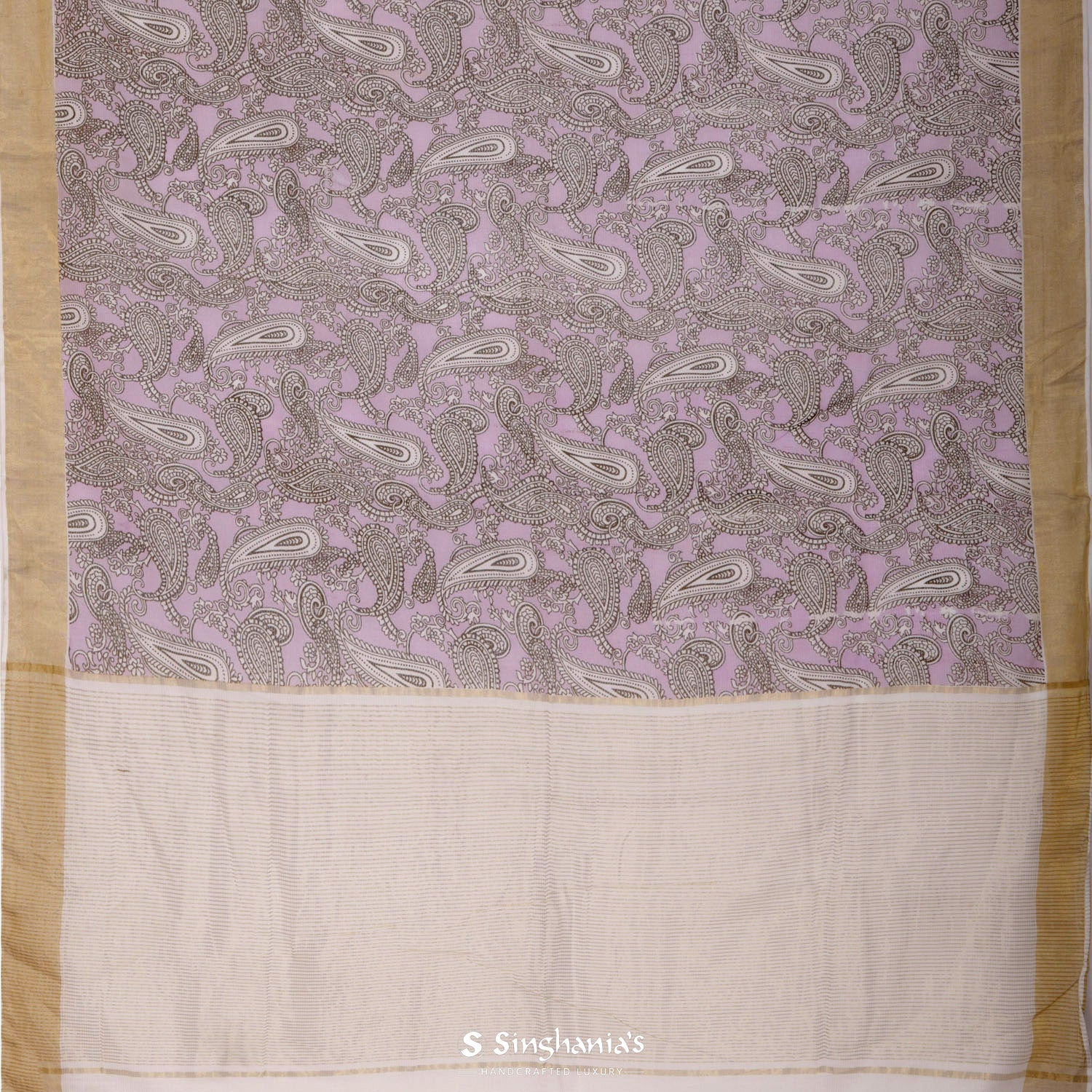 Lace Pink Printed Cotton Saree With Floral Pattern