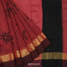 Indian Red Cotton Saree With Printed Floral Butti Thread Work