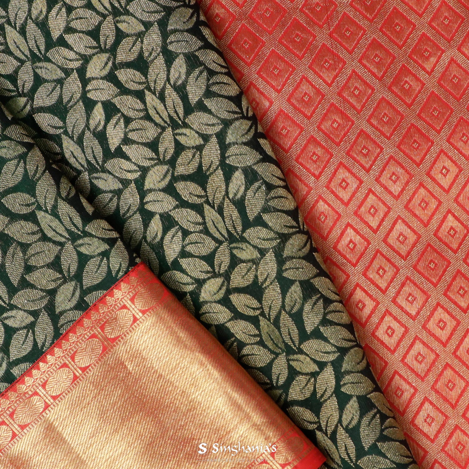 Sacramento Green Kanjivaram Saree With Floral Jaal Pattern
