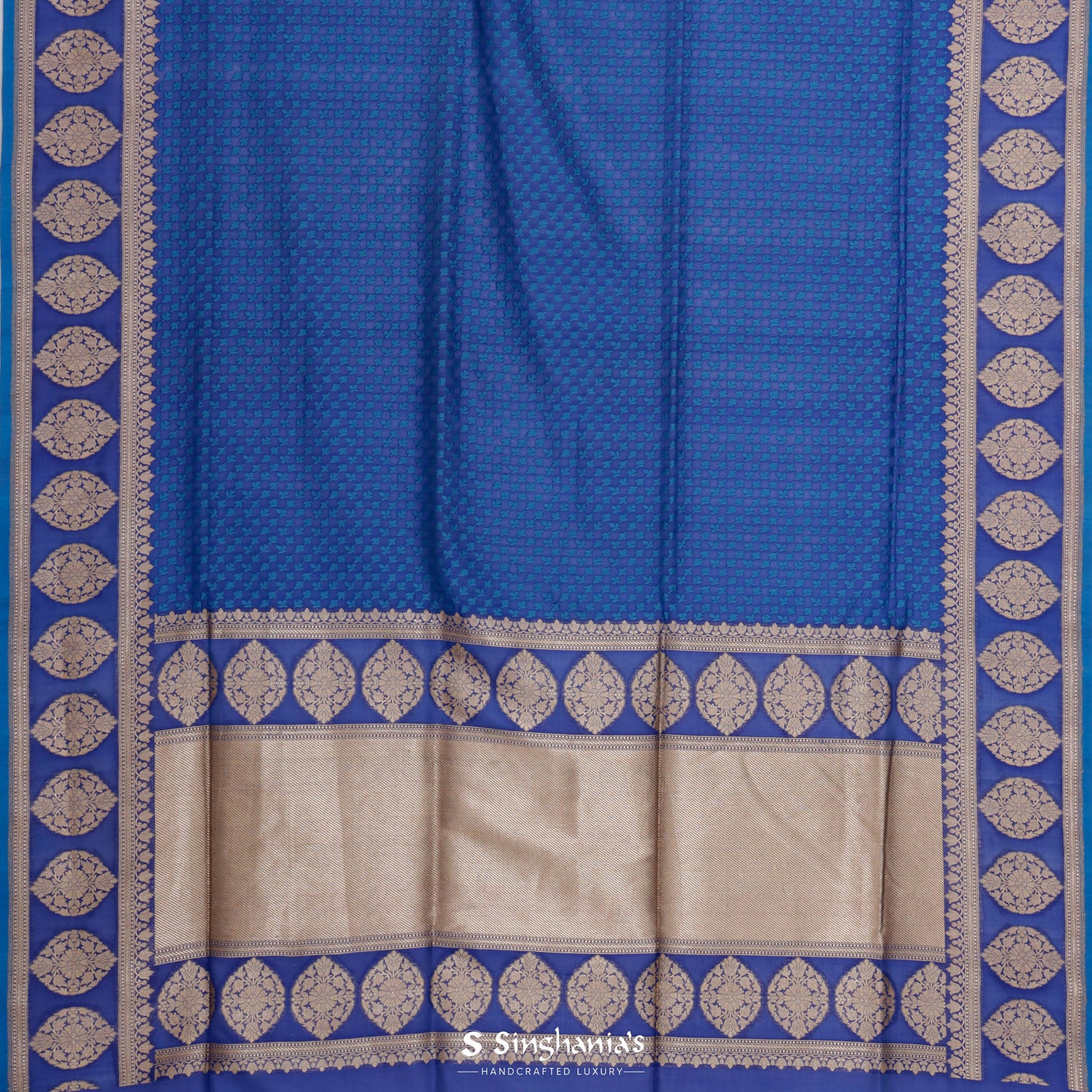 Penn Blue Banarasi Silk Saree With Floral Weaving