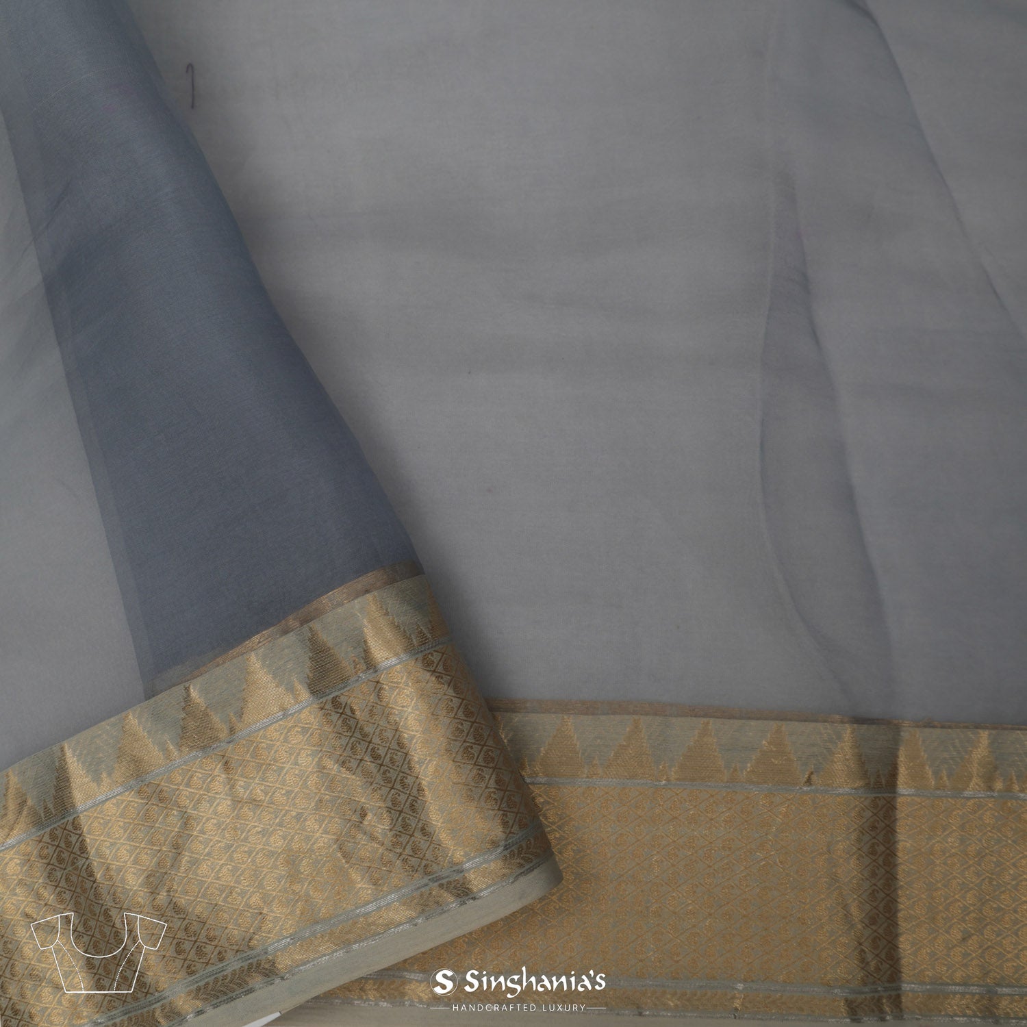 Nevada Gray Organza Saree With Zari Embroidery