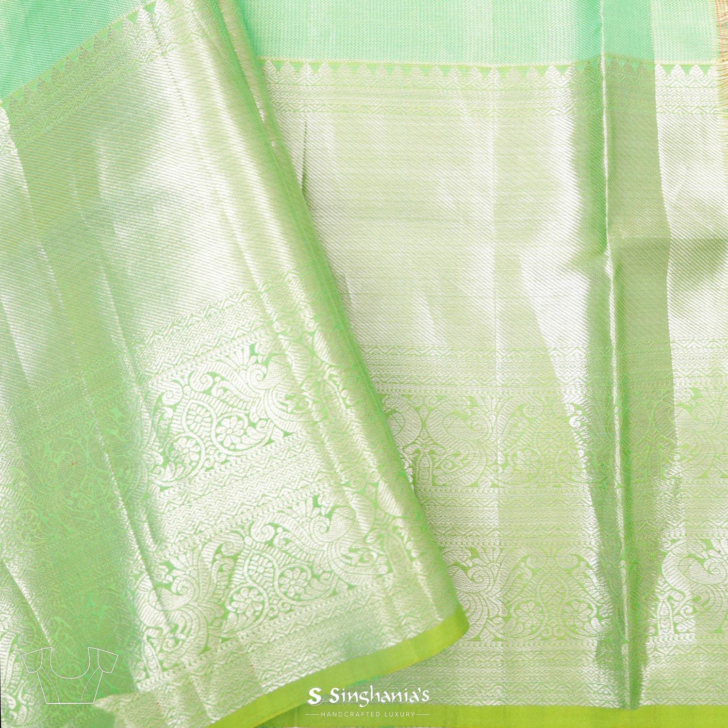 Cream Kanchi Saree With Meenakari Floral Jaal Pattern