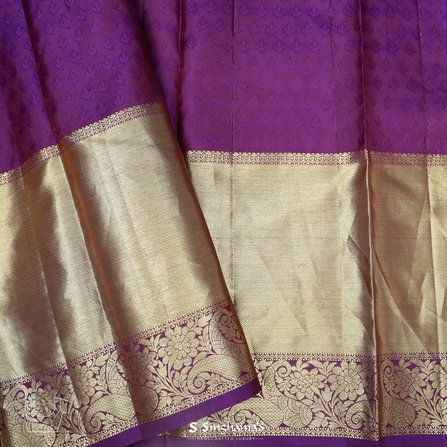 Amaranth Purple Kanchi Saree With Floral Jaal Pattern