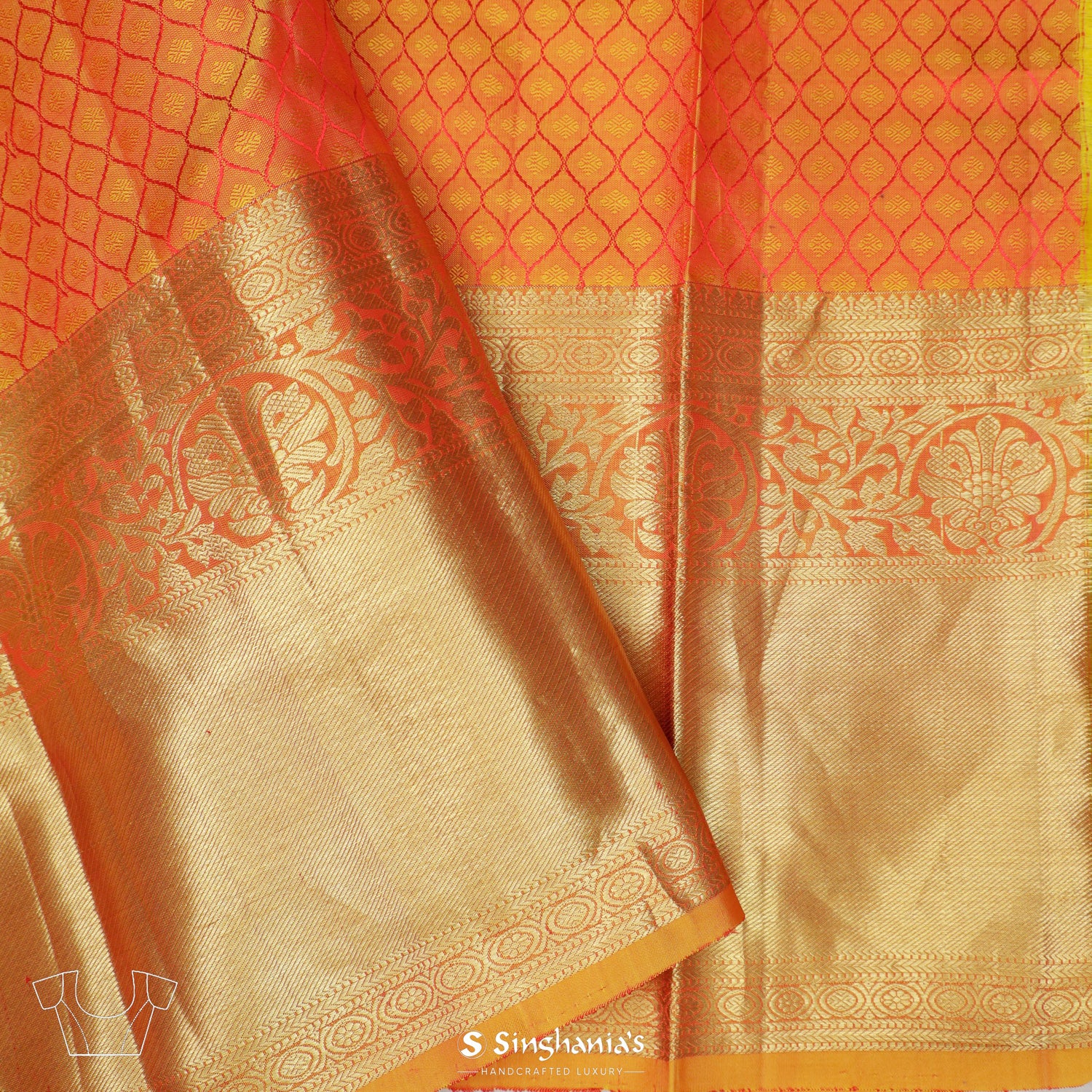Maroon Kanjivaram Silk Saree With Floral Jaal Pattern