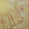 Vintage Yellow Organza Saree With Thread Embroidery