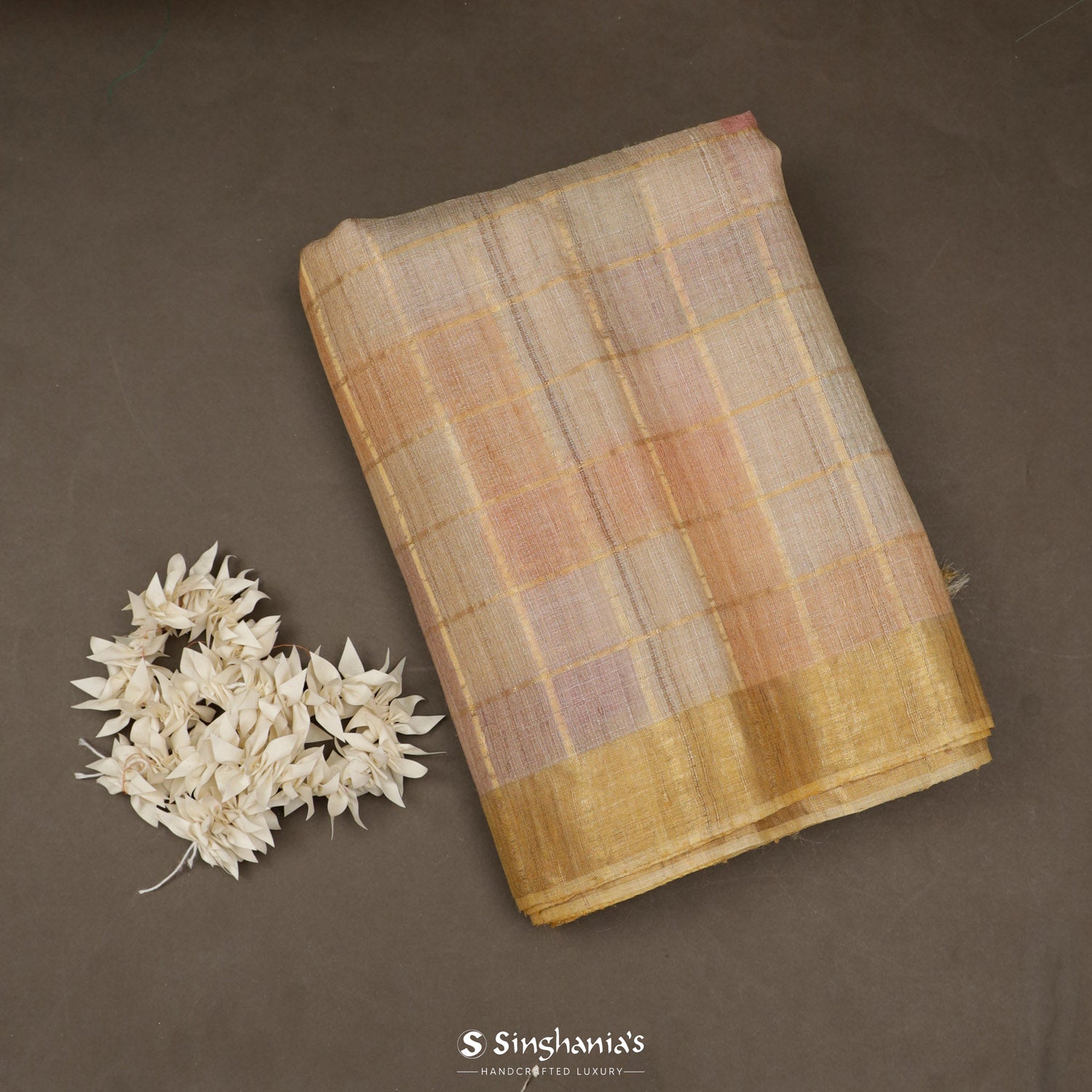 Firewood Brown Tussar Saree With Banarasi Weaving