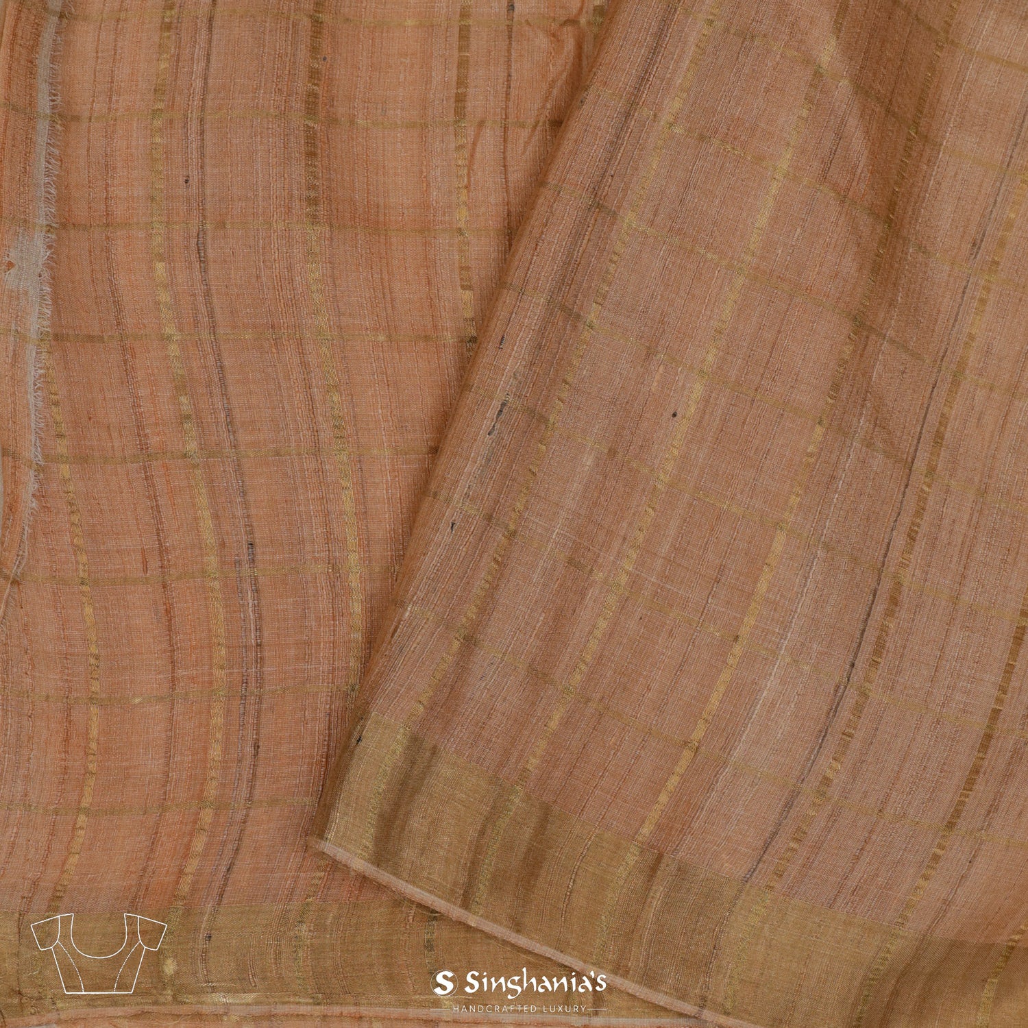Mojave Desert Brown Tussar Saree With Banarasi Weaving