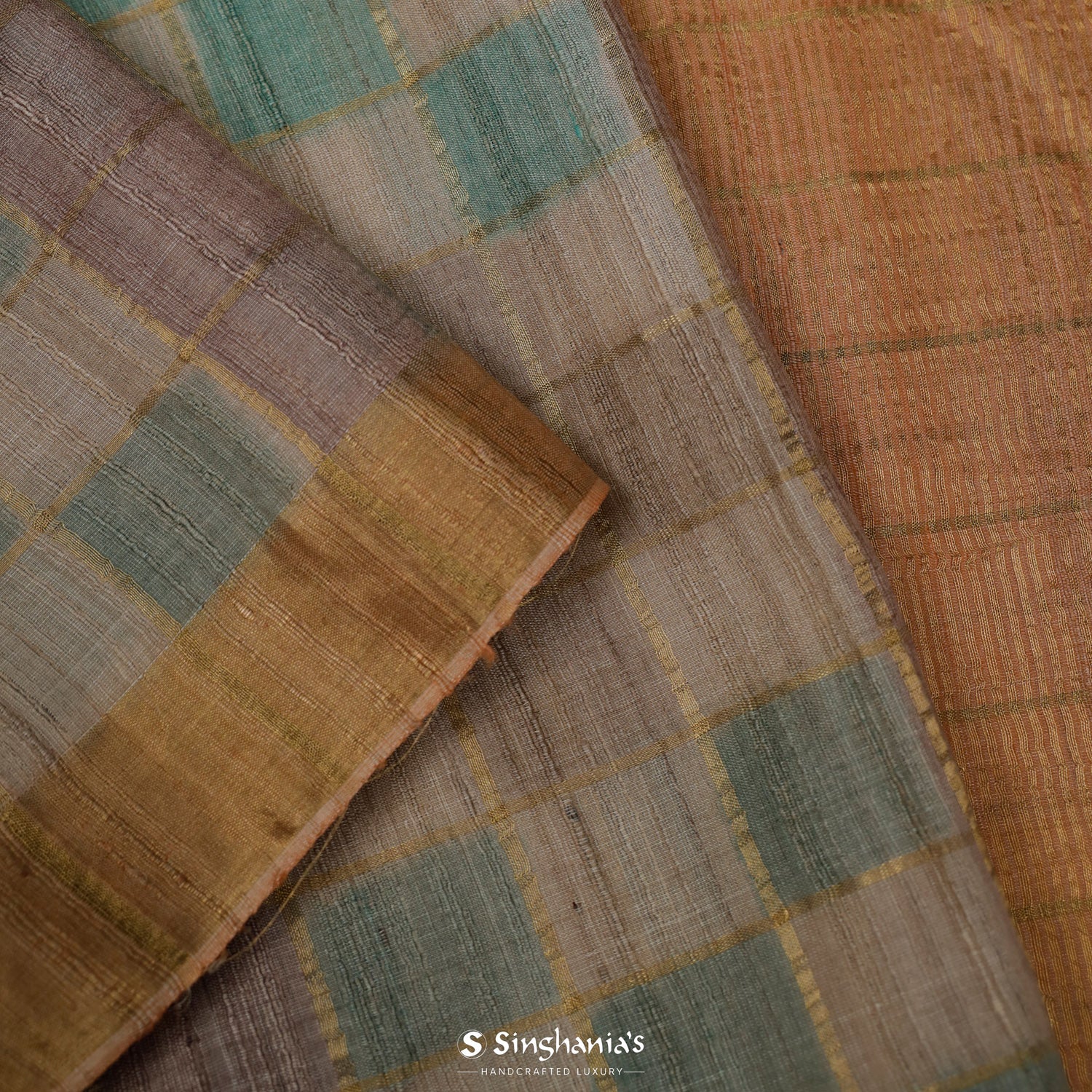 Mojave Desert Brown Tussar Saree With Banarasi Weaving