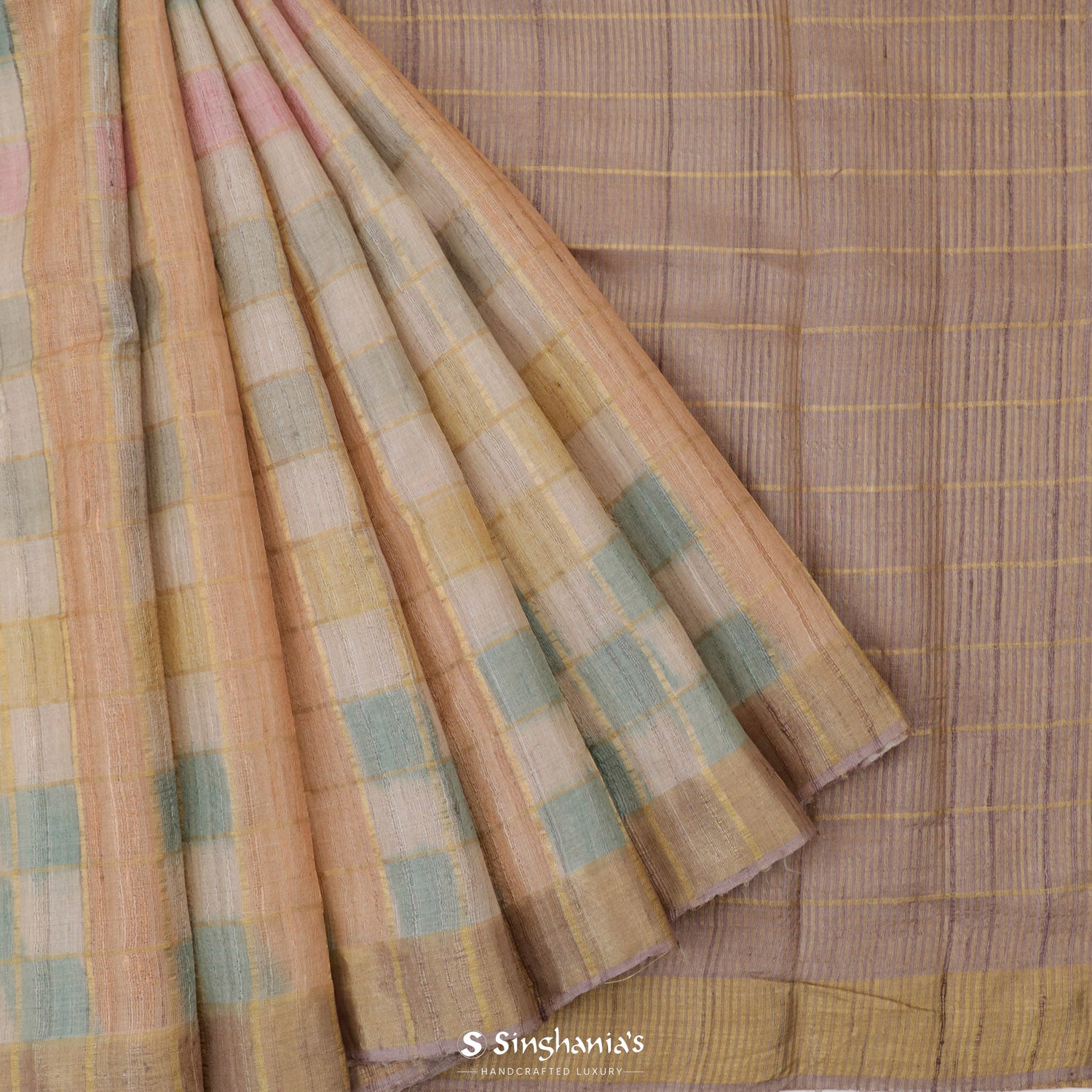 Almond Brown Tussar Saree With Banarasi Weaving