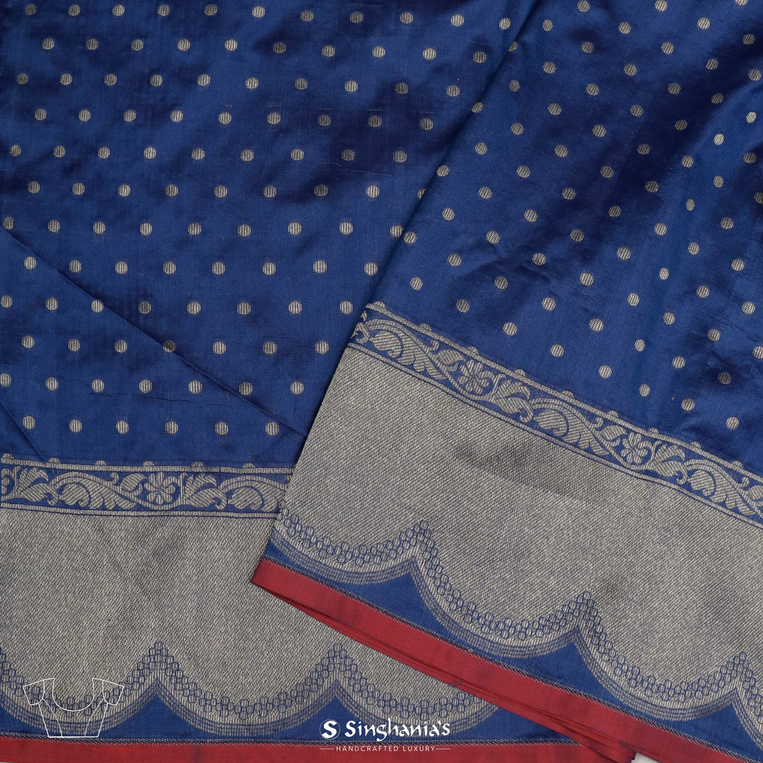 Penn Blue Banarasi Saree With Zari Weaving