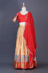 Orange Gold Silk Lehenga Set With Zari Weaving