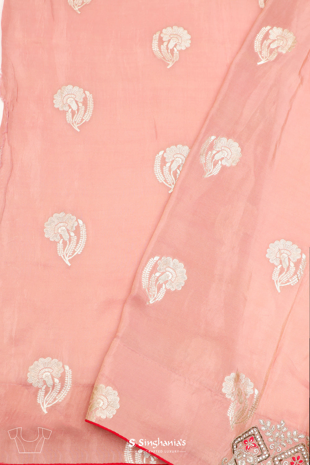 Spanish Pink Banarasi Silk Saree With Embroidery Border