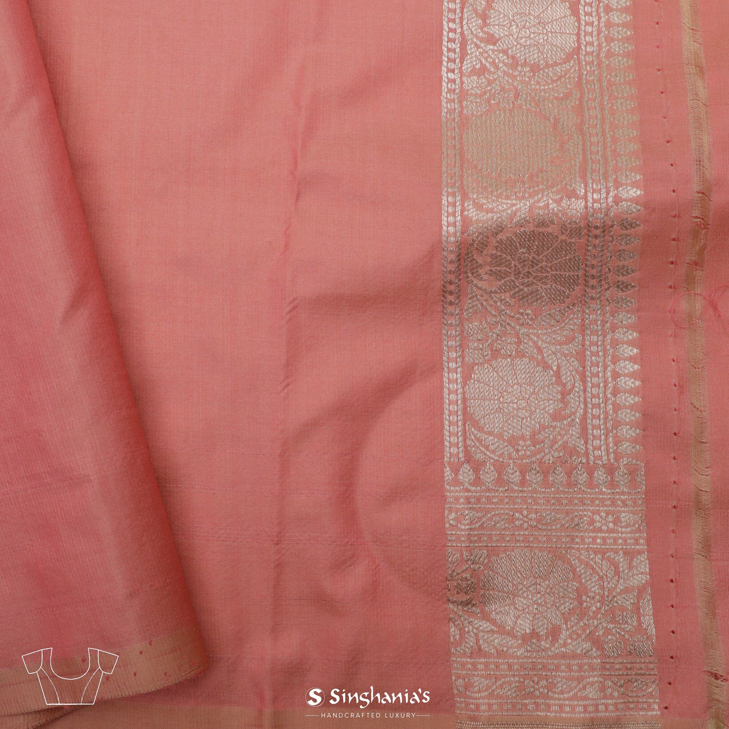 Tea Rose Silk Saree With Banarasi Weaving