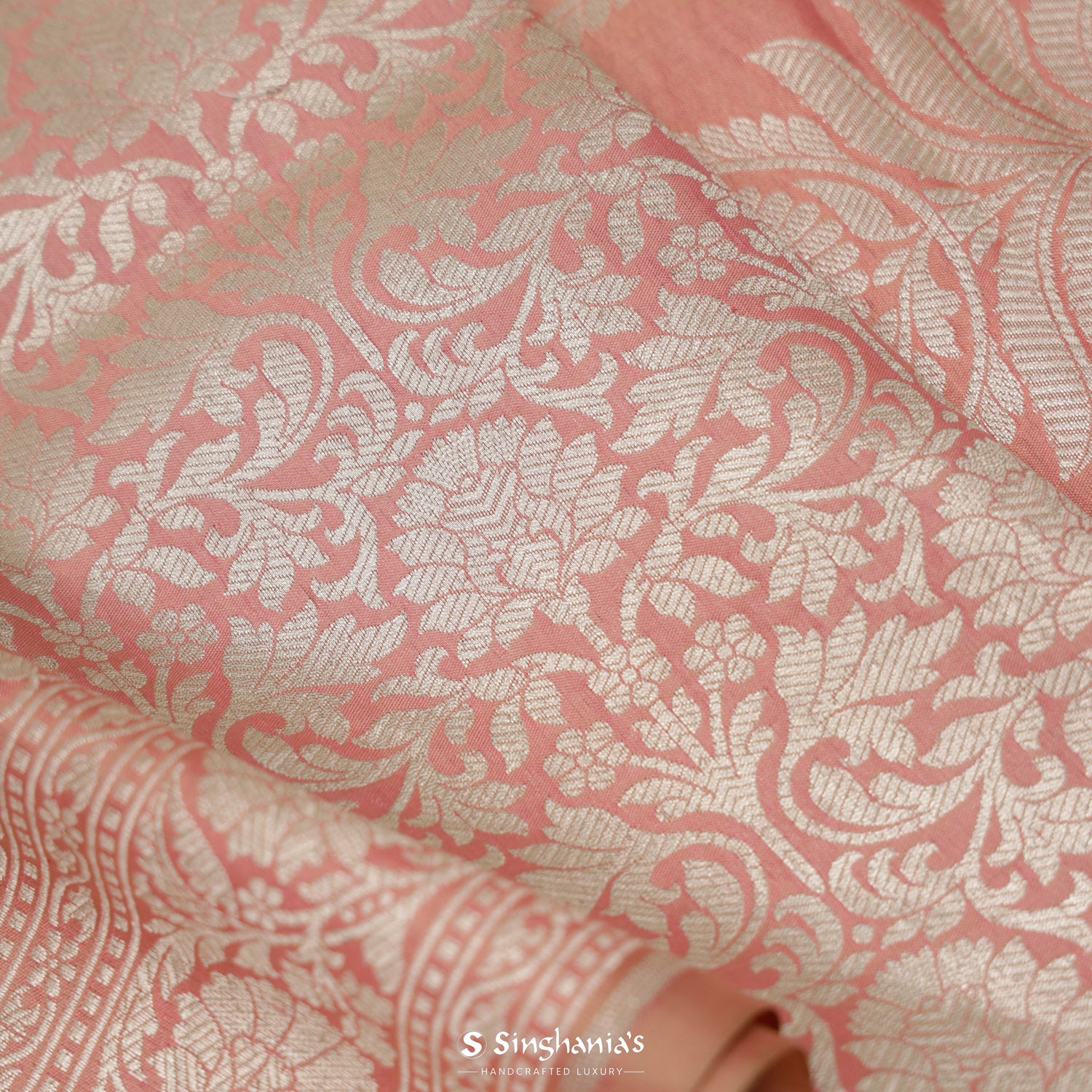 Tea Rose Silk Saree With Banarasi Weaving