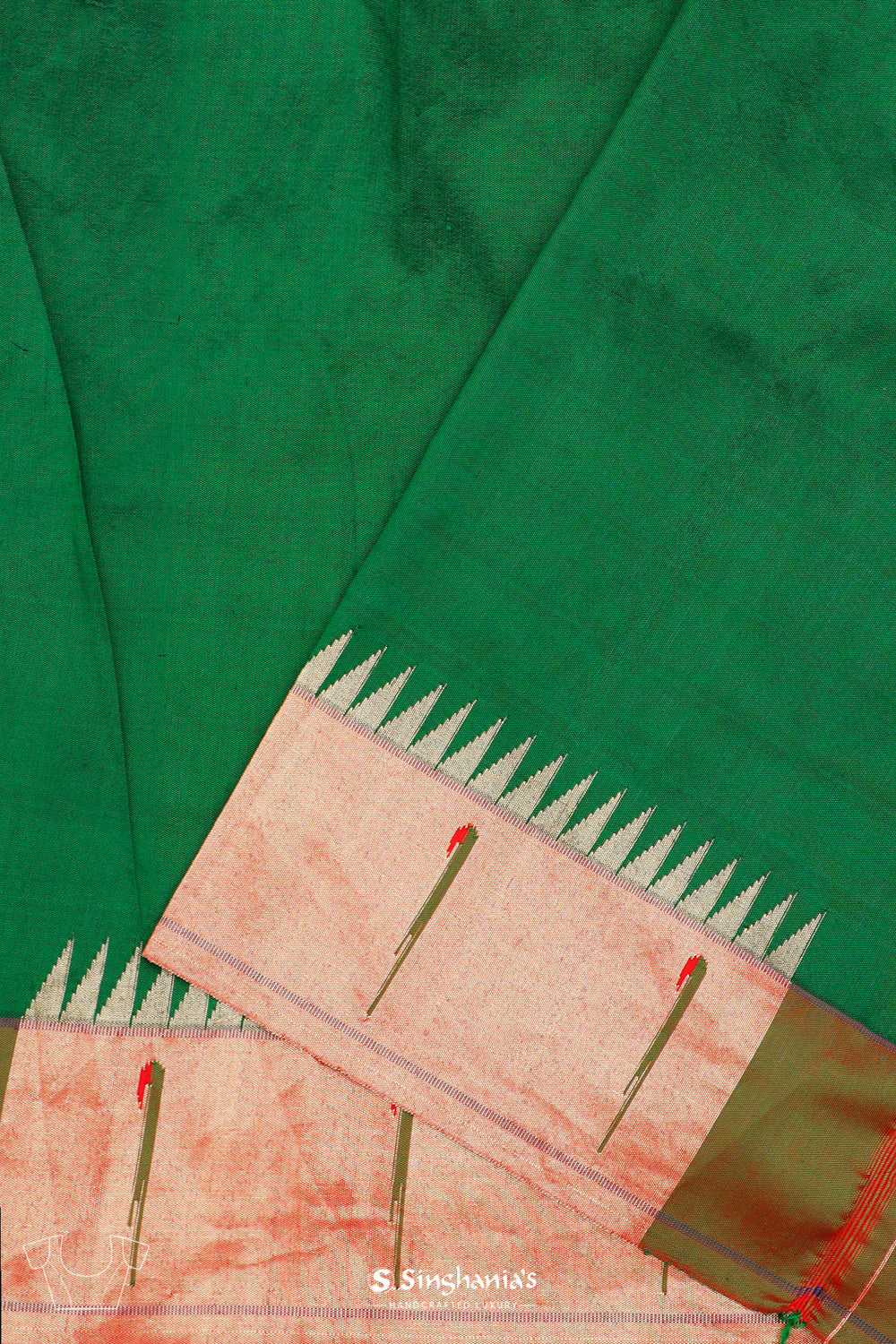 Cadmium Green Paithani Handloom Silk Saree