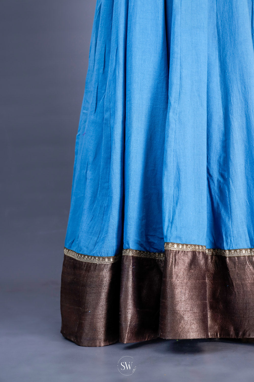 Carolina Blue Long Dress With Ajrakh Detailing