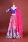 Deep Pink-Purple Silk Lehenga Set With Zari Weaving