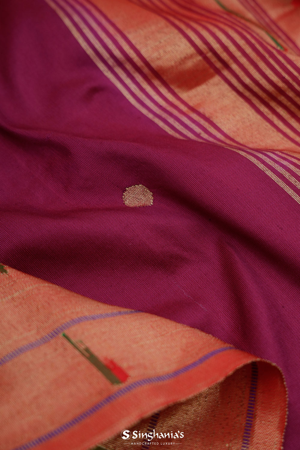 Maroon Pink Paithani Handloom Silk Saree