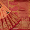 Apricot Orange Kanjivaram Saree With Floral Jaal Pattern