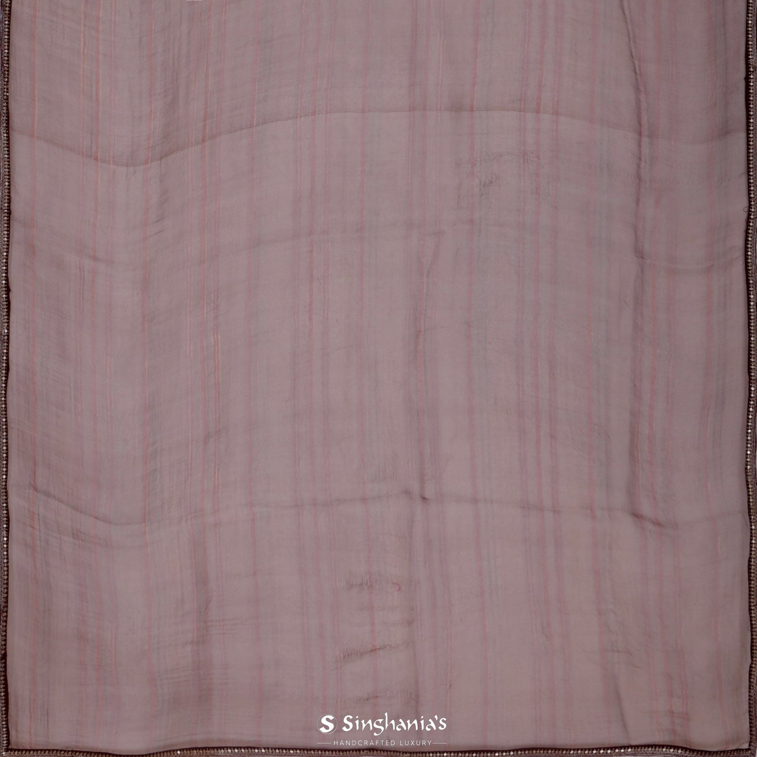 Brown Coffee Organza Saree With Strips Pattern