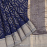 Space Cadet Blue Linen Saree With Mukaish Work In Abstract Pattern