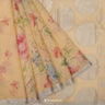 Moccasin Yellow Printed Organza Saree With Floral Pattern