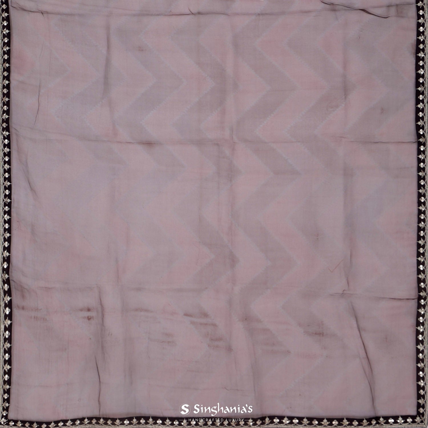 Brown Organza Saree With Printed Geometrical Pattern