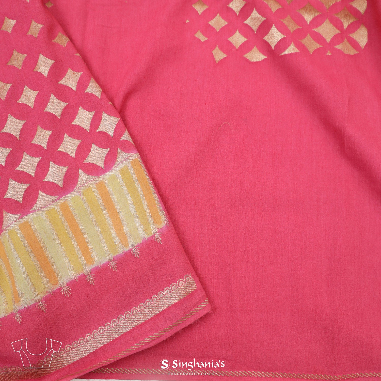 Macaroon Yellow Moonga Saree With Jaamdhani Weaving