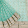 Tiffany Blue Organza Saree With Mukaish Work In Butti Pattern