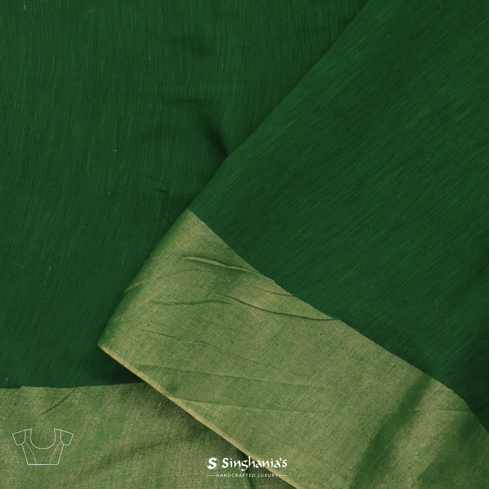 Cadmium Green Linen Saree With Mukaish Work
