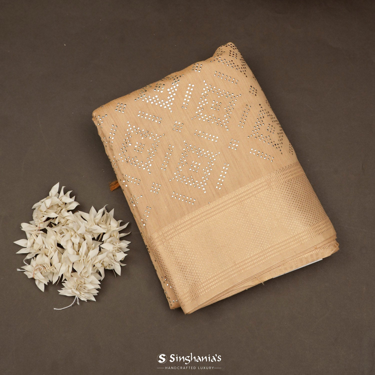 Birmingham Cream Linen Saree With Floral Foil Print