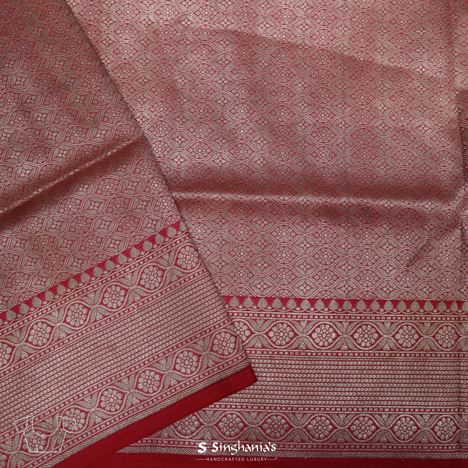 Steel Pink Organza Saree With Banarasi Weaving