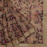 Light Taupe Brown Organza Saree With Hand Embroidery